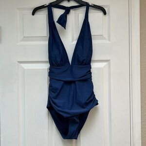 Cupshe Women's Halter Backless Ruched Tummy Control Swimsuit-Size S  NWT